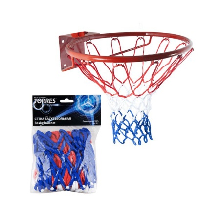 Купить Сетка баскетбольная Torres, нить 4 мм, бело-сине-красная в Донецке 